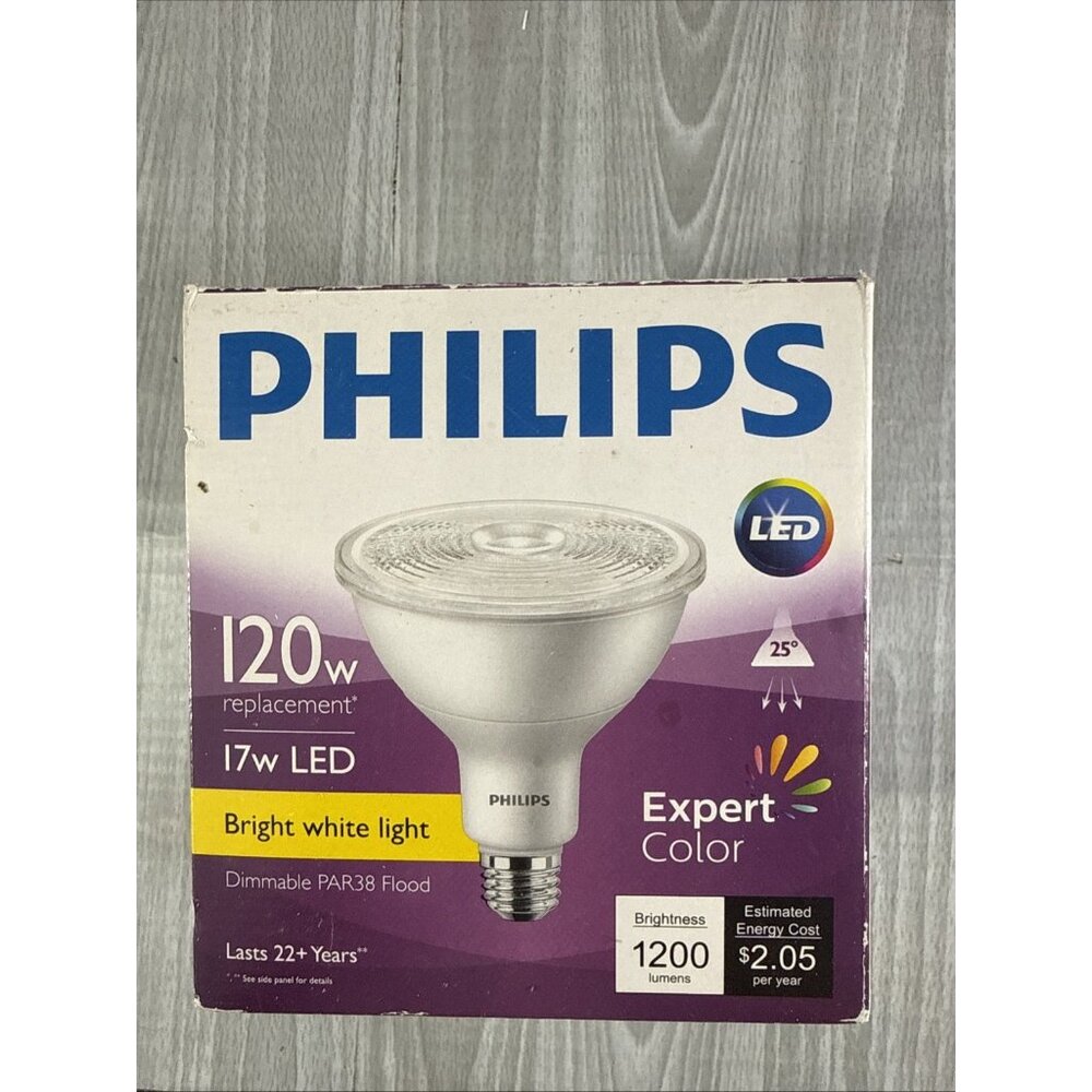 Philips Dimmable PAR38 Flood 17W LED ExpertColor  25° 1200Lm Bright White Qty-1